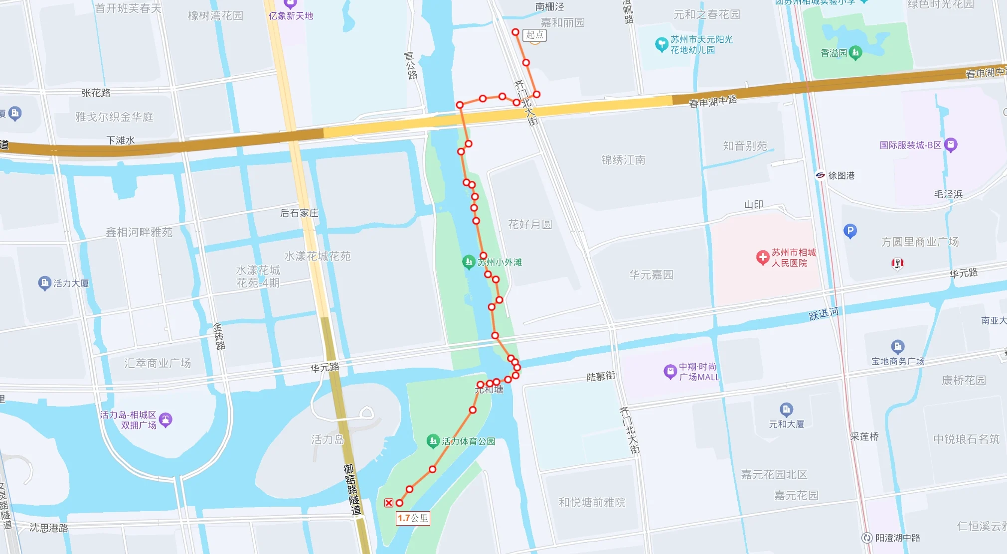 CityWalk晚饭后溜达-苏州小外滩，活力体育公园，元和塘公园，伦敦桥、蠡口桥 15